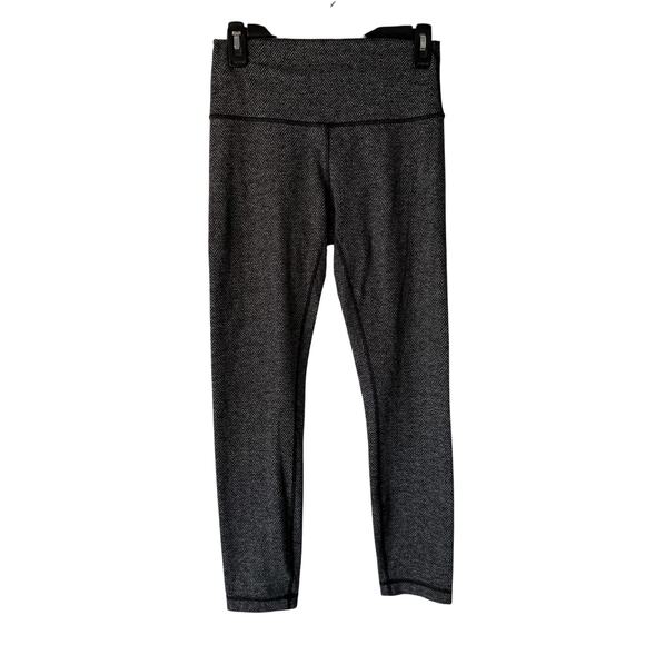 Lululemon‎ Pants Womens 6 Gray Black Herringbone Wunder Under High Rise Leggings - Picture 1 of 10